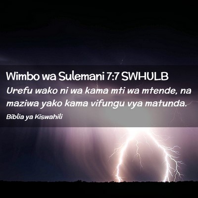 Picture 02 - Wimbo wa Sulemani 7:7 SWHULB - Urefu wako ni wa kama mti wa mtende, na maziwa - Bible Verse Picture