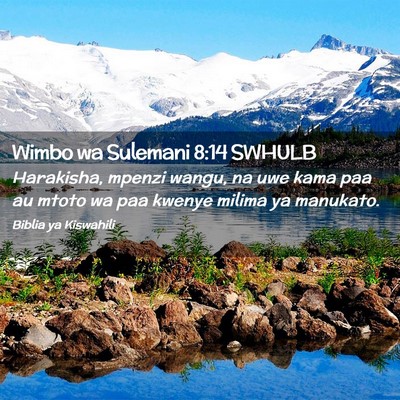 Picture 02 - Wimbo wa Sulemani 8:14 SWHULB - Harakisha, mpenzi wangu, na uwe kama paa au mtoto - Bible Verse Picture