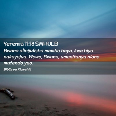 Picture 02 - Yeremia 11:18 SWHULB - Bwana alinijulisha mambo haya, kwa hiyo - Bible Verse Picture