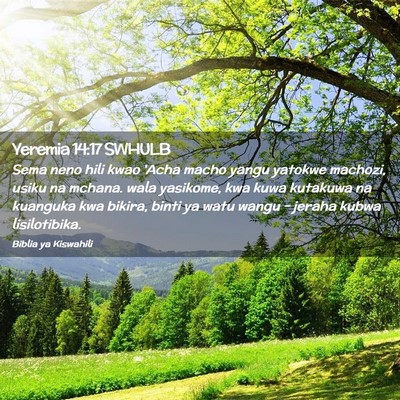 Picture 02 - Yeremia 14:17 SWHULB - Sema neno hili kwao 'Acha macho yangu yatokwe - Bible Verse Picture