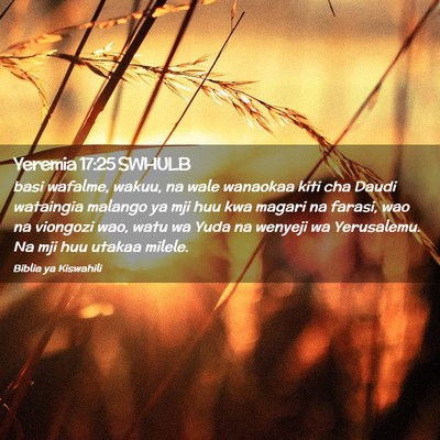Picture 02 - Yeremia 17:25 SWHULB - basi wafalme, wakuu, na wale wanaokaa kiti cha - Bible Verse Picture
