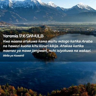 Picture 02 - Yeremia 17:6 SWHULB - Kwa maana atakuwa kama msitu mdogo katika Araba - Bible Verse Picture