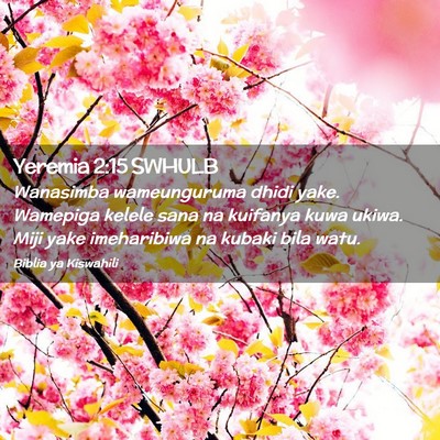 Picture 02 - Yeremia 2:15 SWHULB - Wanasimba wameunguruma dhidi yake. Wamepiga - Bible Verse Picture