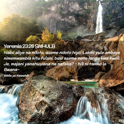 Picture 02 - Yeremia 23:28 SWHULB - Nabii aliye na ndoto, aseme ndoto hiyo. Lakini - Bible Verse Picture