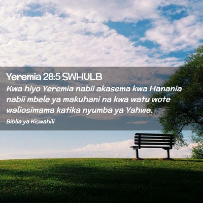 Picture 02 - Yeremia 28:5 SWHULB - Kwa hiyo Yeremia nabii akasema kwa Hanania nabii - Bible Verse Picture