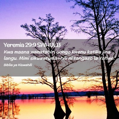 Picture 02 - Yeremia 29:9 SWHULB - Kwa maana wanatabiri uongo kwenu katika jina - Bible Verse Picture
