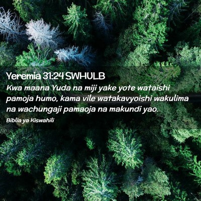 Picture 02 - Yeremia 31:24 SWHULB - Kwa maana Yuda na miji yake yote wataishi pamoja - Bible Verse Picture