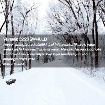 Picture 02 - Yeremia 32:23 SWHULB - Hivyo walingia na kuimiliki. Lakini hawakuitii - Bible Verse Picture
