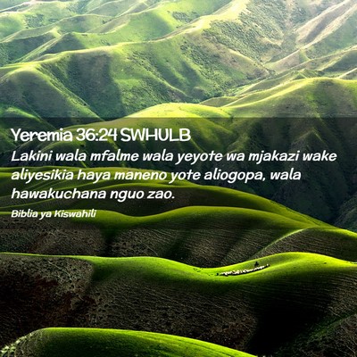 Picture 02 - Yeremia 36:24 SWHULB - Lakini wala mfalme wala yeyote wa mjakazi wake - Bible Verse Picture