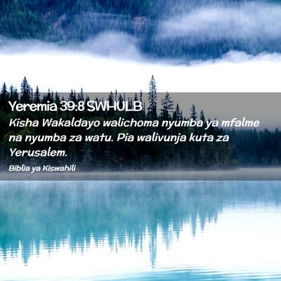 Picture 02 - Yeremia 39:8 SWHULB - Kisha Wakaldayo walichoma nyumba ya mfalme na - Bible Verse Picture