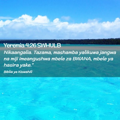 Picture 02 - Yeremia 4:26 SWHULB - Nikaangalia. Tazama, mashamba yalikuwa jangwa na - Bible Verse Picture