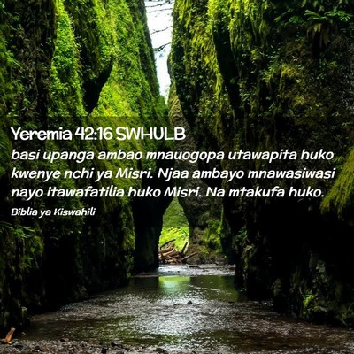 Picture 02 - Yeremia 42:16 SWHULB - basi upanga ambao mnauogopa utawapita huko kwenye - Bible Verse Picture