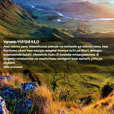 Picture 02 - Yeremia 44:8 SWHULB - Kwa maovu yenu mmenikosea pamoja na matendo ya - Bible Verse Picture