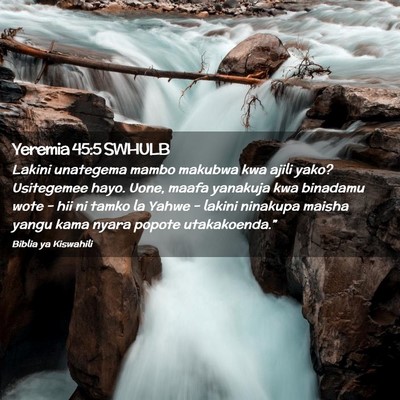 Picture 02 - Yeremia 45:5 SWHULB - Lakini unategema mambo makubwa kwa ajili yako? - Bible Verse Picture