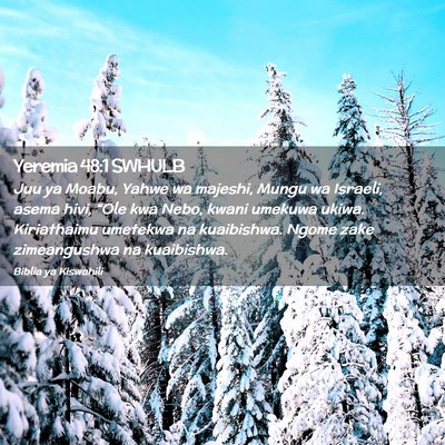 Picture 02 - Yeremia 48:1 SWHULB - Juu ya Moabu, Yahwe wa majeshi, Mungu wa Israeli, - Bible Verse Picture