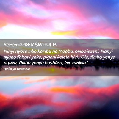 Picture 02 - Yeremia 48:17 SWHULB - Ninyi nyote mlio karibu na Moabu, ombolezeni. - Bible Verse Picture