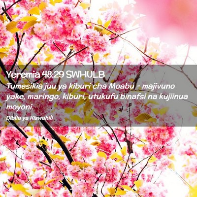 Picture 02 - Yeremia 48:29 SWHULB - Tumesikia juu ya kiburi cha Moabu - majivuno - Bible Verse Picture