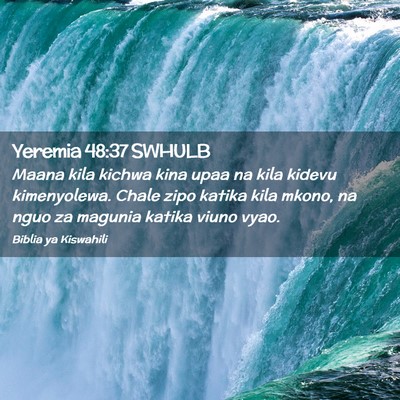 Picture 02 - Yeremia 48:37 SWHULB - Maana kila kichwa kina upaa na kila kidevu - Bible Verse Picture