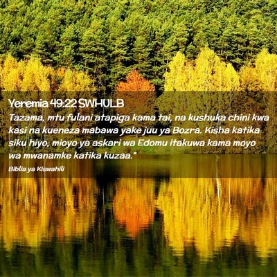 Picture 02 - Yeremia 49:22 SWHULB - Tazama, mtu fulani atapiga kama tai, na kushuka - Bible Verse Picture