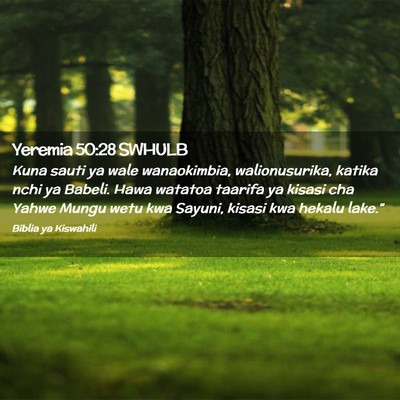 Picture 02 - Yeremia 50:28 SWHULB - Kuna sauti ya wale wanaokimbia, walionusurika, - Bible Verse Picture