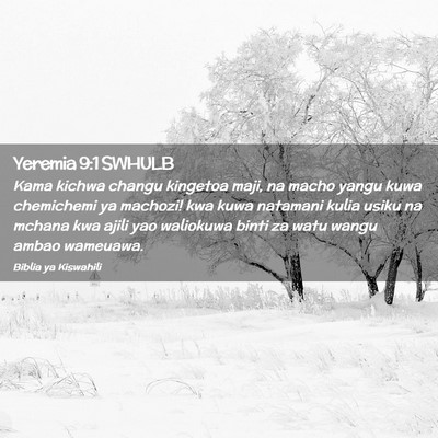 Picture 02 - Yeremia 9:1 SWHULB - Kama kichwa changu kingetoa maji, na macho yangu - Bible Verse Picture