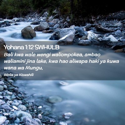 Picture 02 - Yohana 1:12 SWHULB - Bali kwa wale wengi waliompokea, ambao waliamini - Bible Verse Picture
