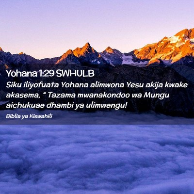 Picture 02 - Yohana 1:29 SWHULB - Siku iliyofuata Yohana alimwona Yesu akija kwake - Bible Verse Picture