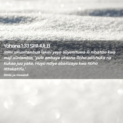 Picture 02 - Yohana 1:33 SWHULB - Mimi sikumtambua lakini yeye aliyenituma ili - Bible Verse Picture