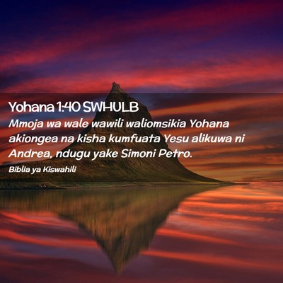 Picture 02 - Yohana 1:40 SWHULB - Mmoja wa wale wawili waliomsikia Yohana akiongea - Bible Verse Picture