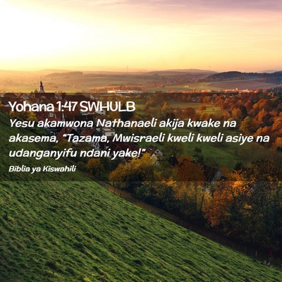 Picture 02 - Yohana 1:47 SWHULB - Yesu akamwona Nathanaeli akija kwake na akasema, - Bible Verse Picture
