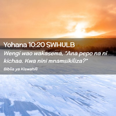 Picture 02 - Yohana 10:20 SWHULB - Wengi wao wakasema, “Ana pepo na ni kichaa. Kwa - Bible Verse Picture