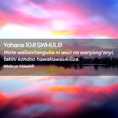 Picture 02 - Yohana 10:8 SWHULB - Wote walionitangulia ni wezi na wanyang'anyi, - Bible Verse Picture