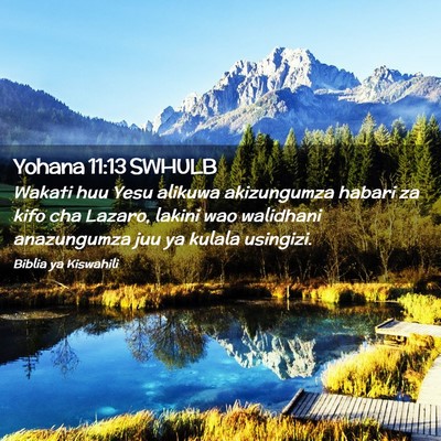 Picture 02 - Yohana 11:13 SWHULB - Wakati huu Yesu alikuwa akizungumza habari za - Bible Verse Picture