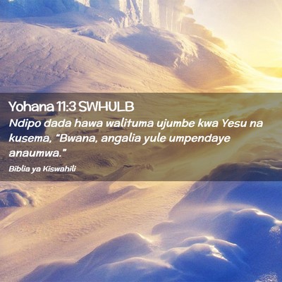 Picture 02 - Yohana 11:3 SWHULB - Ndipo dada hawa walituma ujumbe kwa Yesu na - Bible Verse Picture