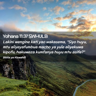 Picture 02 - Yohana 11:37 SWHULB - Lakini wengine kati yao wakasema, “Siyo huyu, - Bible Verse Picture