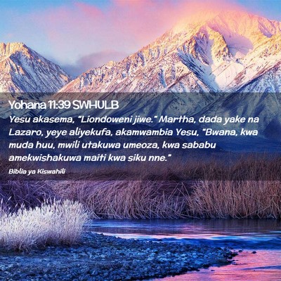 Picture 02 - Yohana 11:39 SWHULB - Yesu akasema, “Liondoweni jiwe.” Martha, dada - Bible Verse Picture
