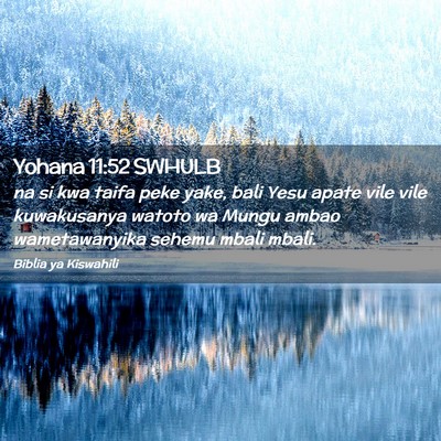 Picture 02 - Yohana 11:52 SWHULB - na si kwa taifa peke yake, bali Yesu apate vile - Bible Verse Picture