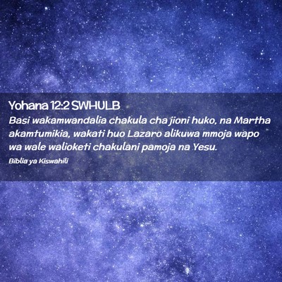 Picture 02 - Yohana 12:2 SWHULB - Basi wakamwandalia chakula cha jioni huko, na - Bible Verse Picture