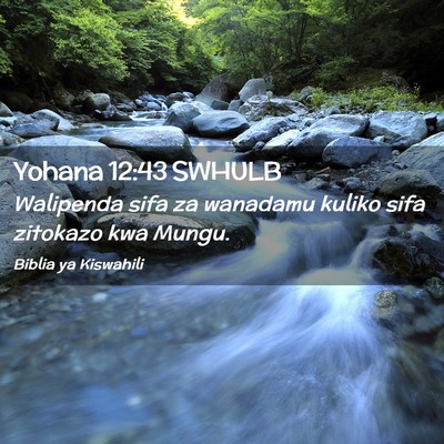 Picture 02 - Yohana 12:43 SWHULB - Walipenda sifa za wanadamu kuliko sifa zitokazo - Bible Verse Picture