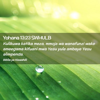 Picture 02 - Yohana 13:23 SWHULB - Kulikuwa katika meza, mmoja wa wanafunzi wake - Bible Verse Picture