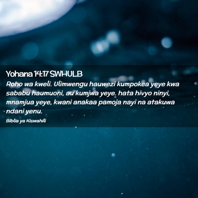 Picture 02 - Yohana 14:17 SWHULB - Roho wa kweli. Ulimwengu hauwezi kumpokea yeye - Bible Verse Picture