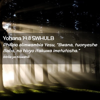 Picture 02 - Yohana 14:8 SWHULB - Philipo alimwambia Yesu, “Bwana, tuonyeshe - Bible Verse Picture