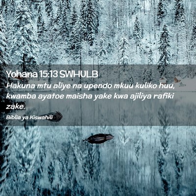 Picture 02 - Yohana 15:13 SWHULB - Hakuna mtu aliye na upendo mkuu kuliko huu, - Bible Verse Picture