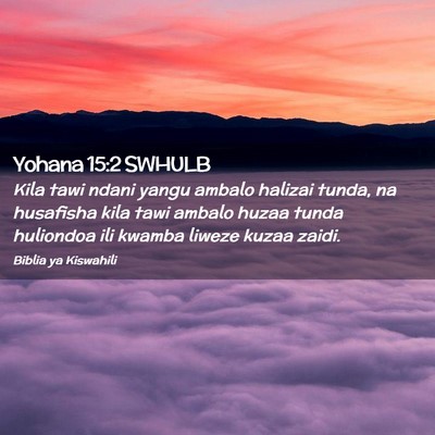 Picture 02 - Yohana 15:2 SWHULB - Kila tawi ndani yangu ambalo halizai tunda, na - Bible Verse Picture