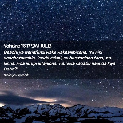 Picture 02 - Yohana 16:17 SWHULB - Baadhi ya wanafunzi wake wakaambizana, “Ni nini - Bible Verse Picture