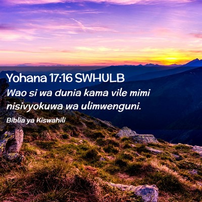 Picture 02 - Yohana 17:16 SWHULB - Wao si wa dunia kama vile mimi nisivyokuwa wa - Bible Verse Picture