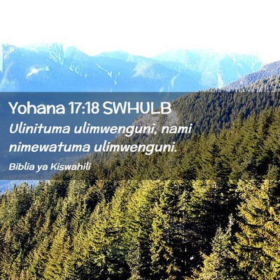 Picture 02 - Yohana 17:18 SWHULB - Ulinituma ulimwenguni, nami nimewatuma - Bible Verse Picture