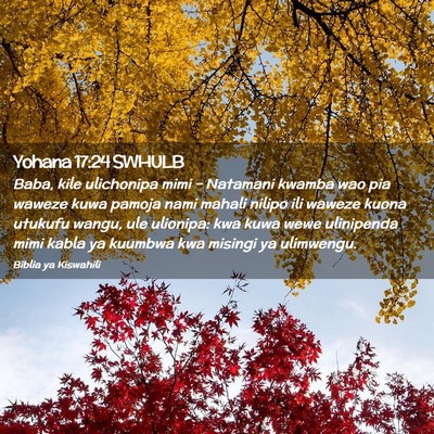 Picture 02 - Yohana 17:24 SWHULB - Baba, kile ulichonipa mimi - Natamani kwamba wao - Bible Verse Picture
