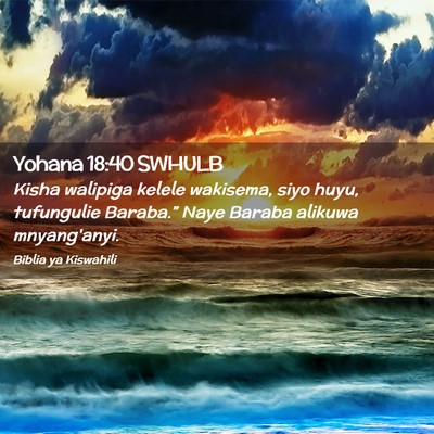 Picture 02 - Yohana 18:40 SWHULB - Kisha walipiga kelele wakisema, siyo huyu, - Bible Verse Picture