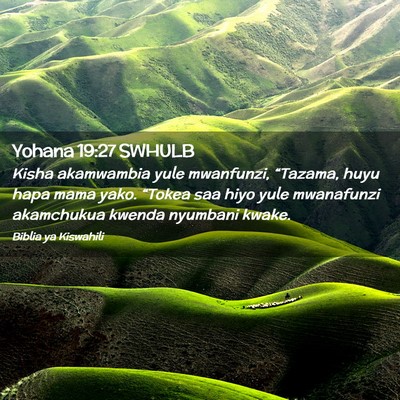 Picture 02 - Yohana 19:27 SWHULB - Kisha akamwambia yule mwanfunzi, “Tazama, huyu - Bible Verse Picture